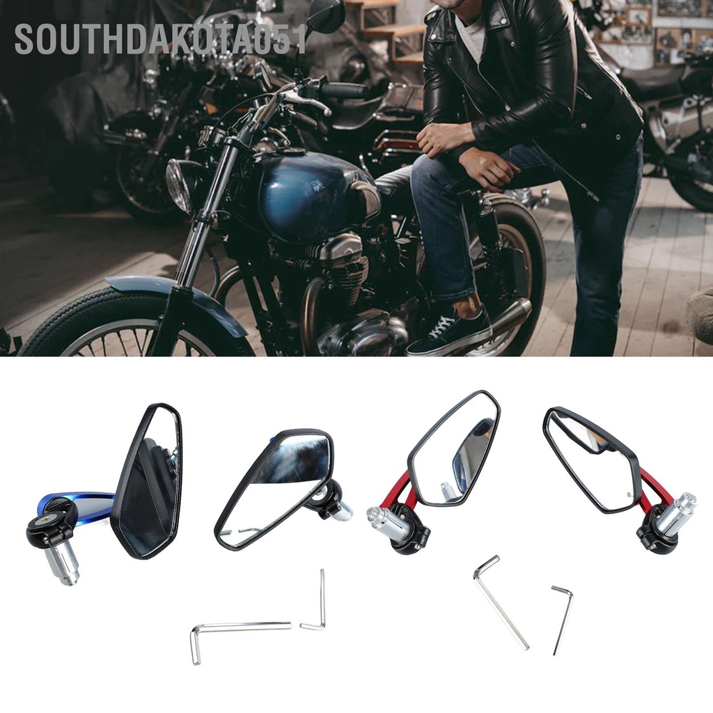 Southdakota051 1 Xe Máy Gương Chiếu Hậu Xoay 360° Mịn Kính Tầm Nhìn Rõ Đa Năng Tay Cầm Mặt