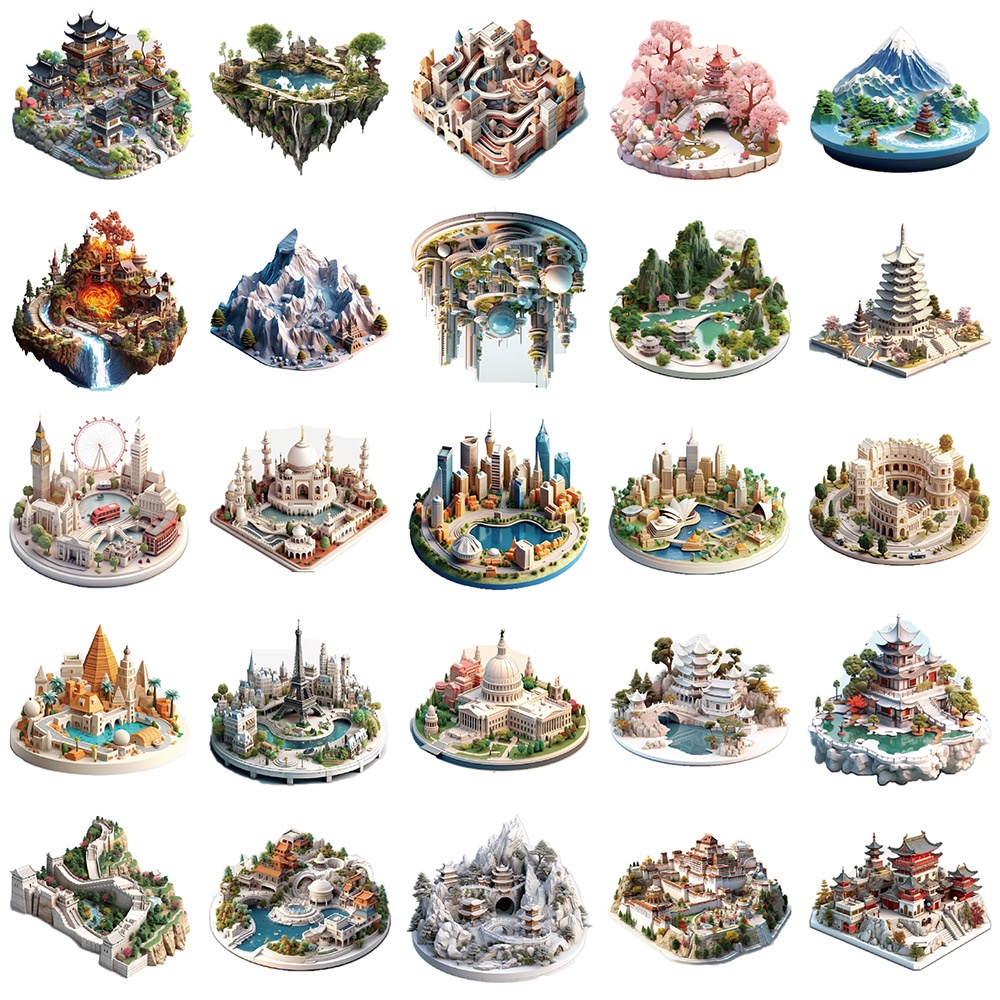 Bộ 50 Miếng Dán Hoạt Hình 3D Trang Trí Vali / Laptop / Điện Thoại / Quà Tặng Cho Bé