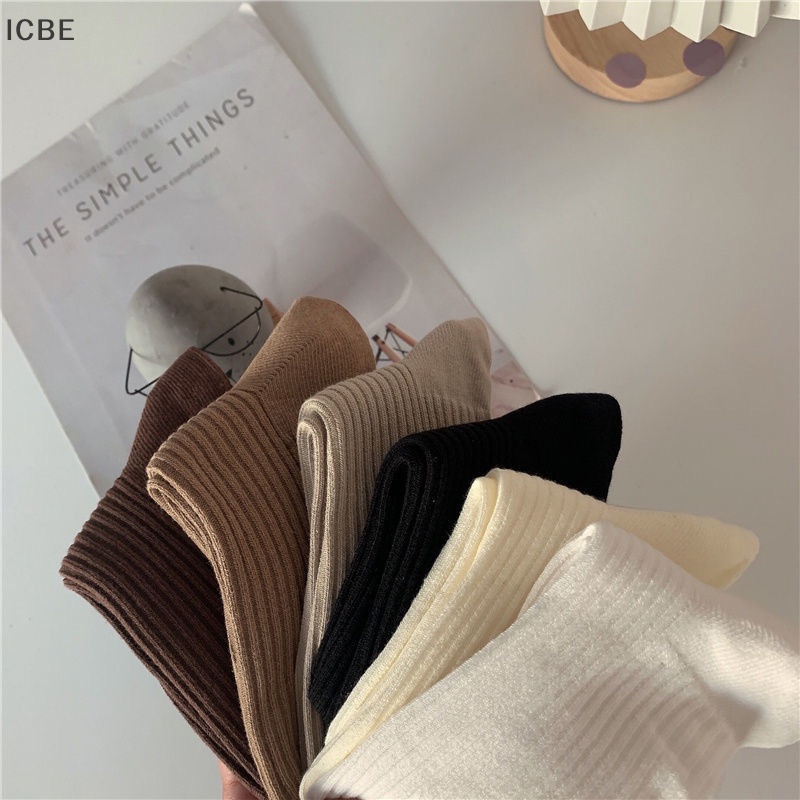 1 Đôi Vớ Cotton Thoáng Khí Màu Trơn Phong Cách Nhật Bản Cho Nữ