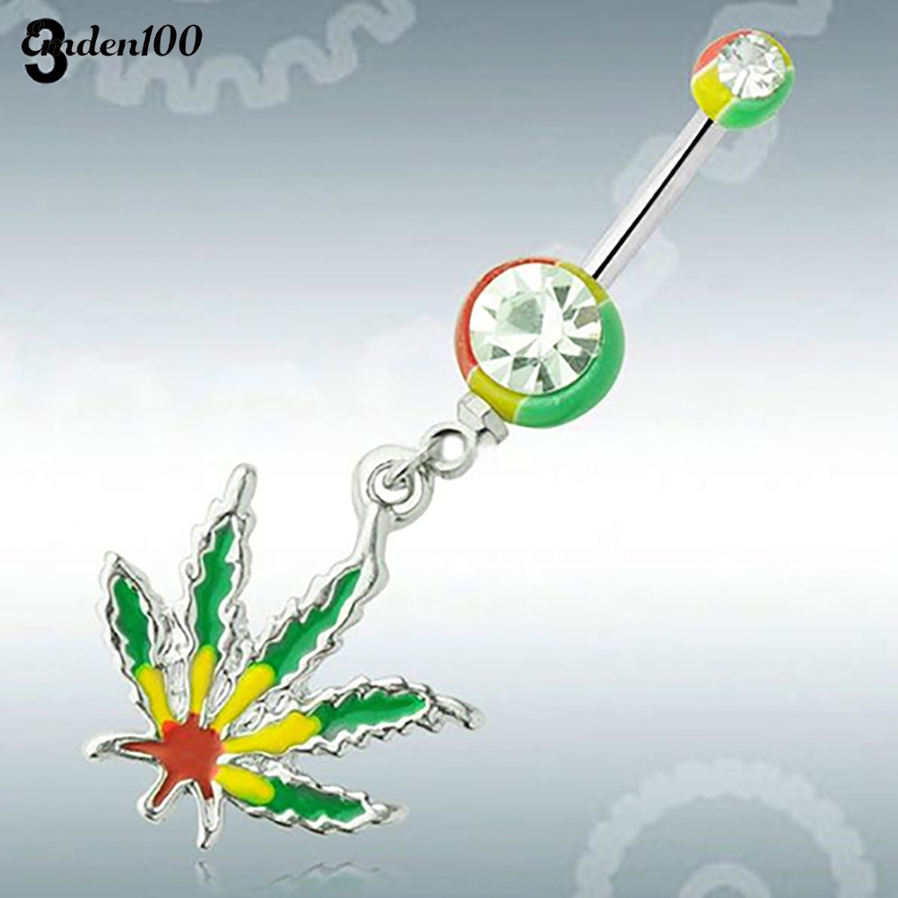 Khuyên RốN HìNh Lá Phong ĐíNh Đá Xinh XắN