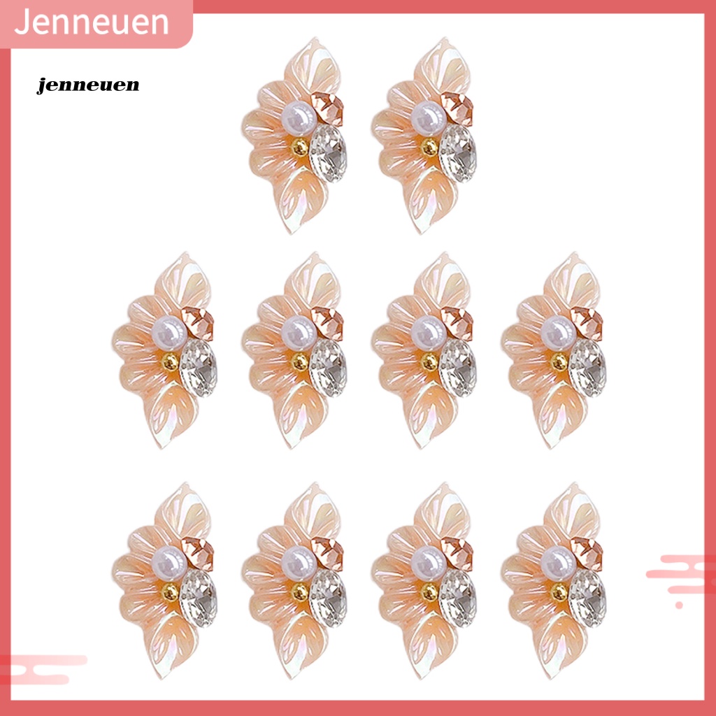 Set 10 Phụ Kiện Trang Trí Móng Tay Họa Tiết Hoa 3D Lấp Lánh DIY