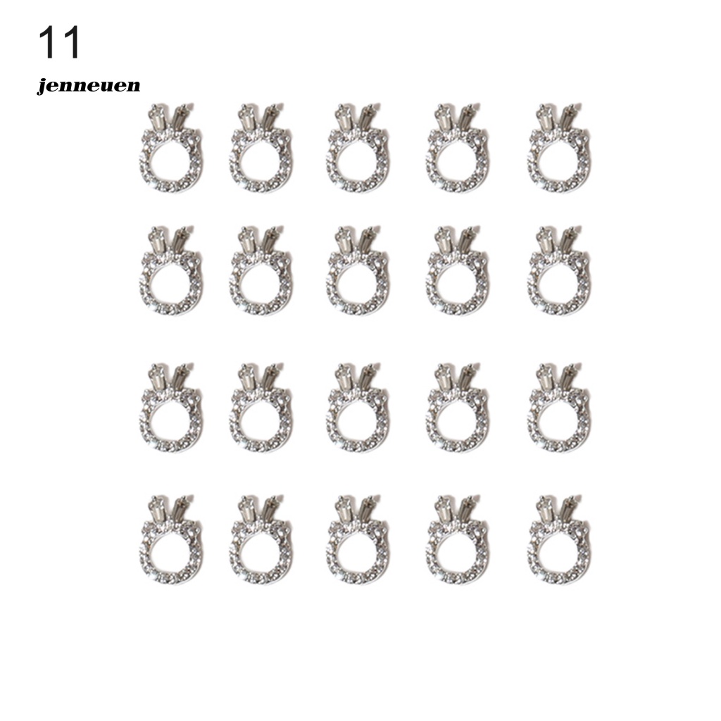 Bộ 20 Phụ Kiện Trang Trí Móng Tay Hình Nơ 3D Bằng Hợp Kim Lấp Lánh