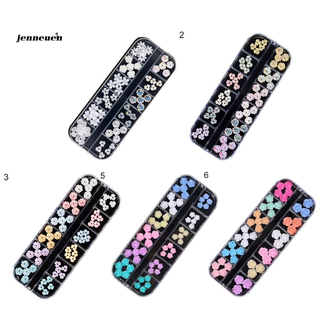 Phụ Kiện Trang Trí Móng Tay Hình Hoa Trắng Đính Đá Xinh Xắn