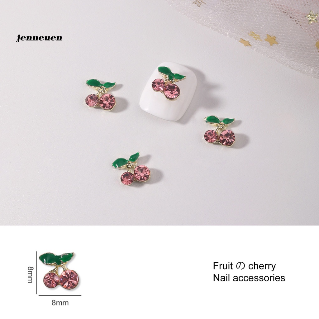 Set 10 Phụ Kiện Đính Trang Trí Móng Tay Chống Rỉ Sét Hình Quả Cherry Đính Đá Xinh Xắn