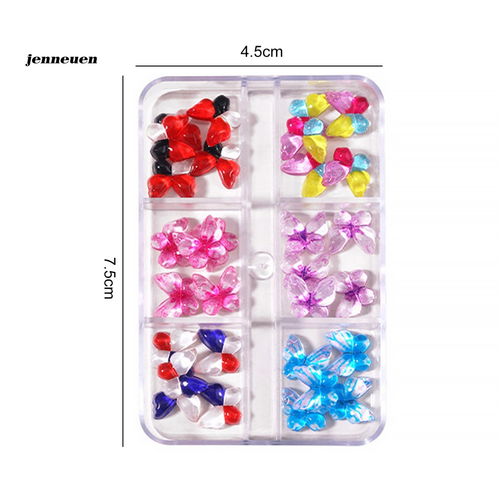 Jen 1 Hộp Nhãn Dán Trang Trí Móng Tay Mini Hình Động Vật / Thỏ / Gấu Bướm / Gấu Đáng Yêu Cho Salon