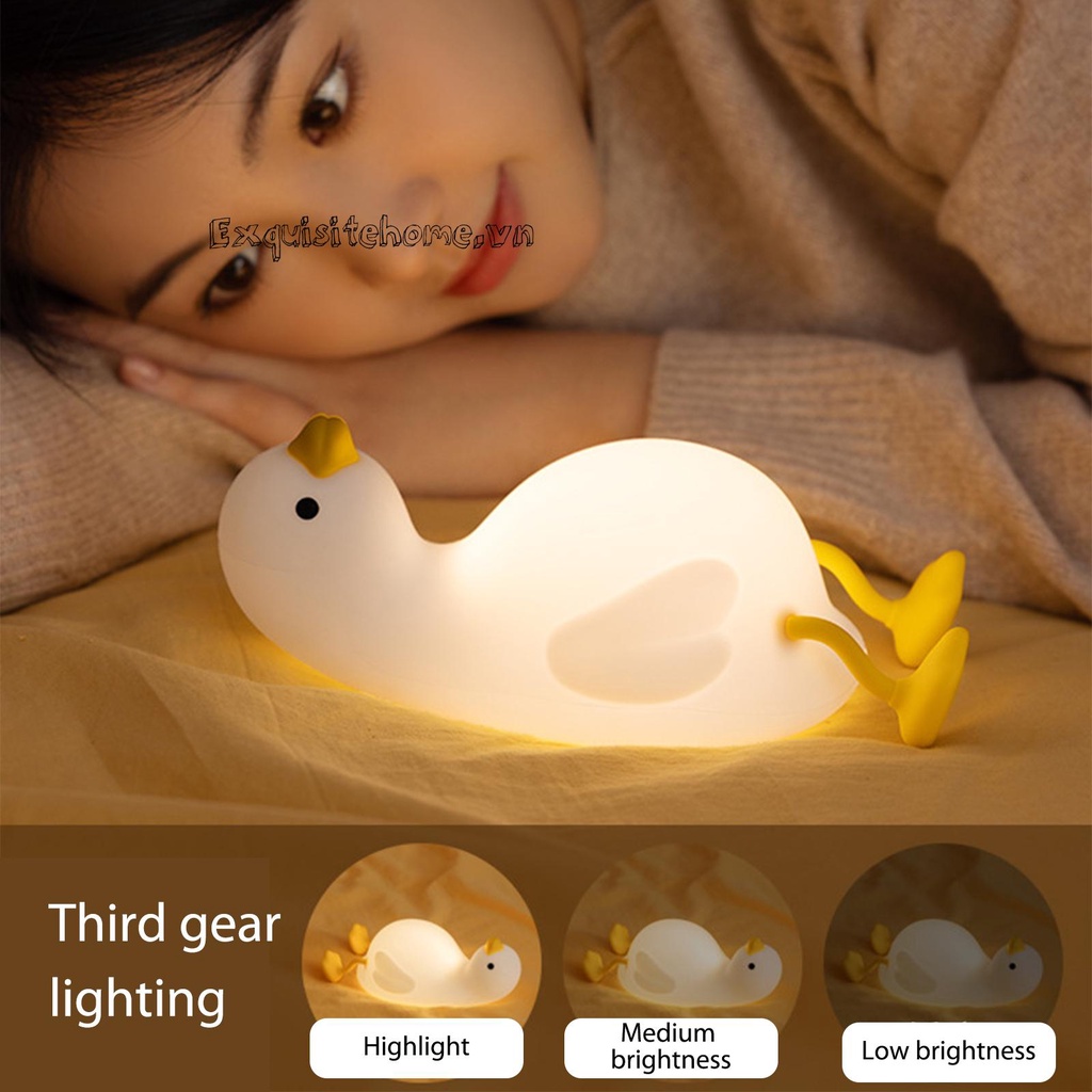Đèn Ngủ 3 Bánh Răng 900mAh Bằng Silicone Hình Vịt Dùng Trang Trí Tiệc
