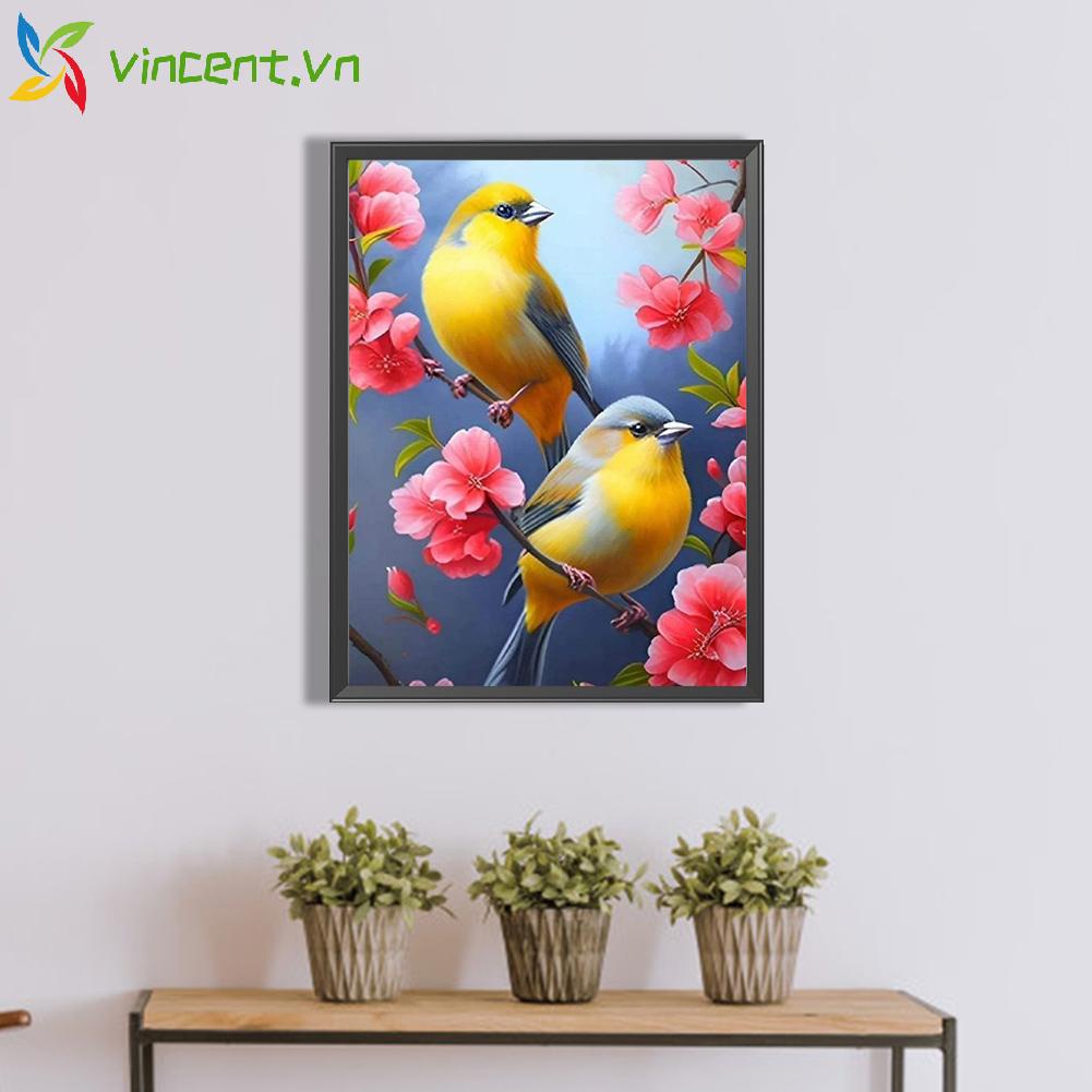 Tranh Đính Đá Kim Cương Toàn Bộ 5D DIY Hình Vẽ Chim Và Hoa
