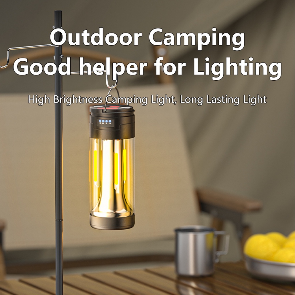 Smiling Shark LY0266 Đèn cắm trại LED màu vàng chống nước siêu sáng 4 chế độ USB sạc không thấm ngoài trời nhà khẩn