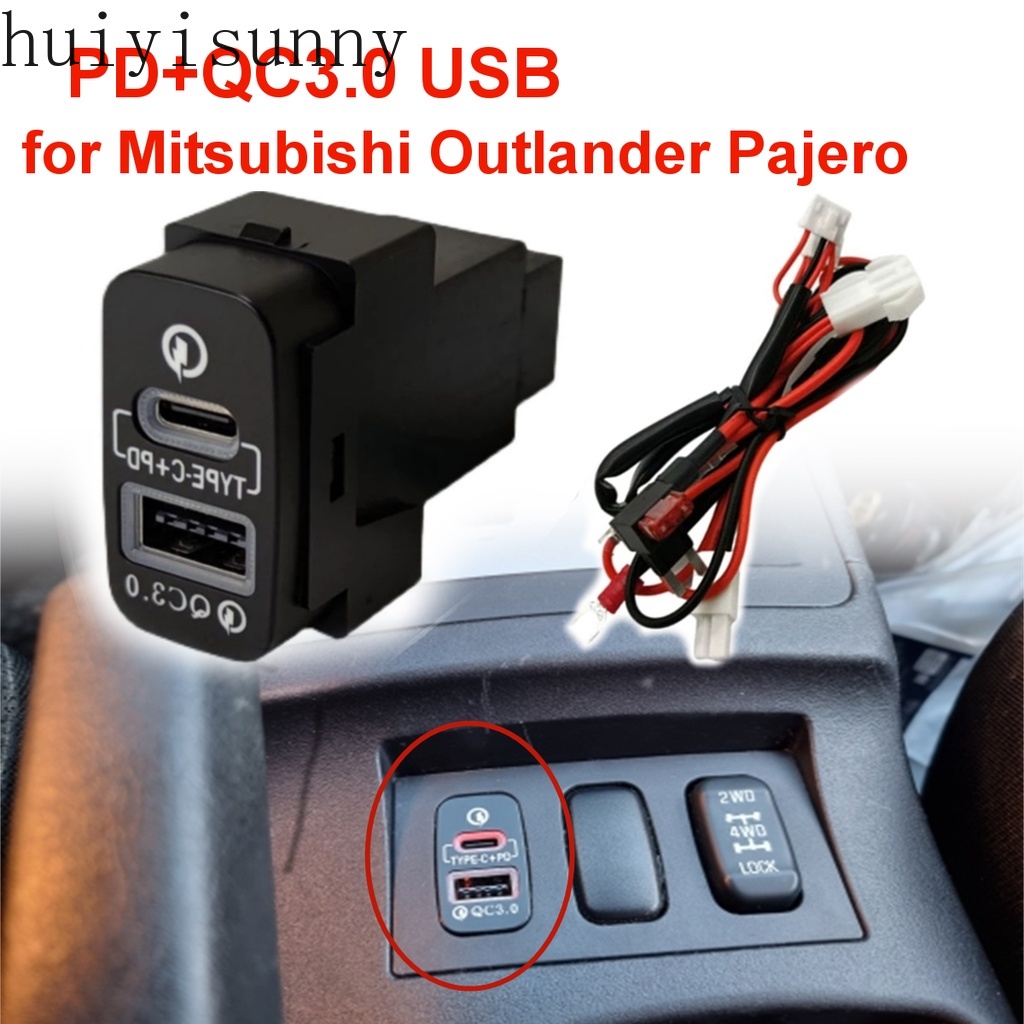 Bộ Sạc Nhanh Giao Diện Type-C QC3.0 Cho Mitsubishi Outlander Pajero Sport Lancer EX ASX V73 V93 V97