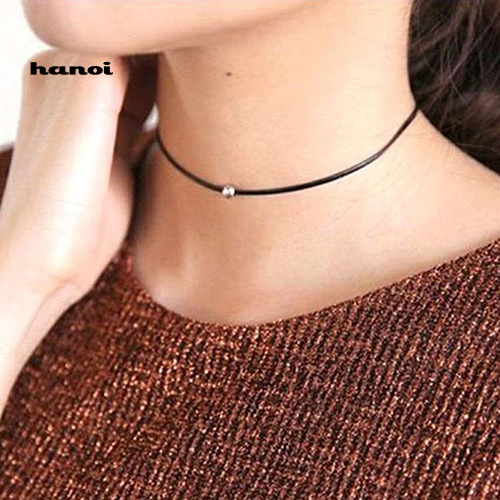 Vòng cổ Choker Da MặT HạT TròN ThờI Trang Cho Nữ