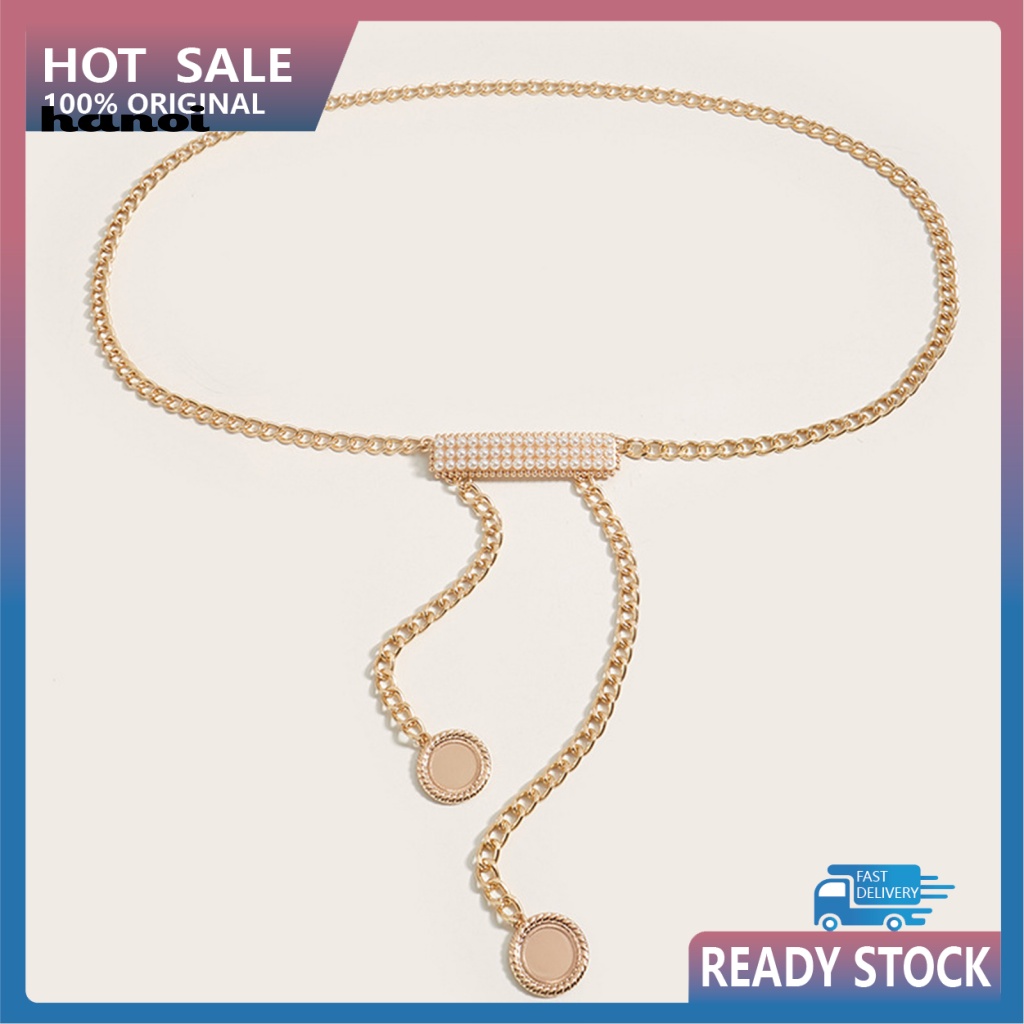 Thắt Lưng Nữ Đính Ngọc Trai Nhân Tạo Khóa Tròn Thời Trang