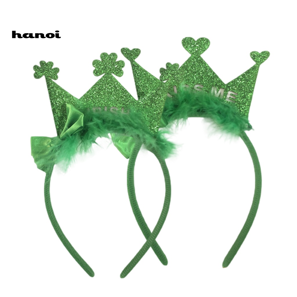 Băng Đô Hình Vương Miện Đính Kim Sa Lấp Lánh Màu Xanh Lá Dùng Hóa Trang