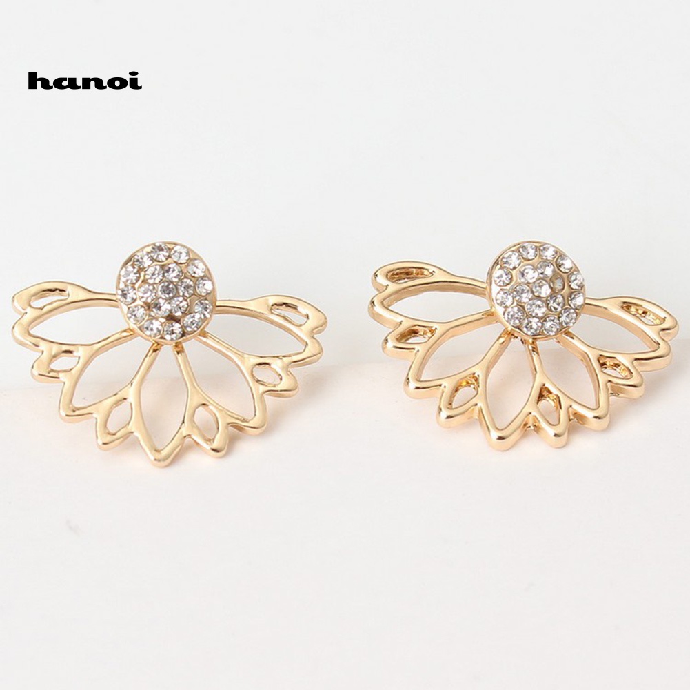 Đôi Khuyên Tai Kim Loại Đính Đá Màu Thời Trang Cho Nữ