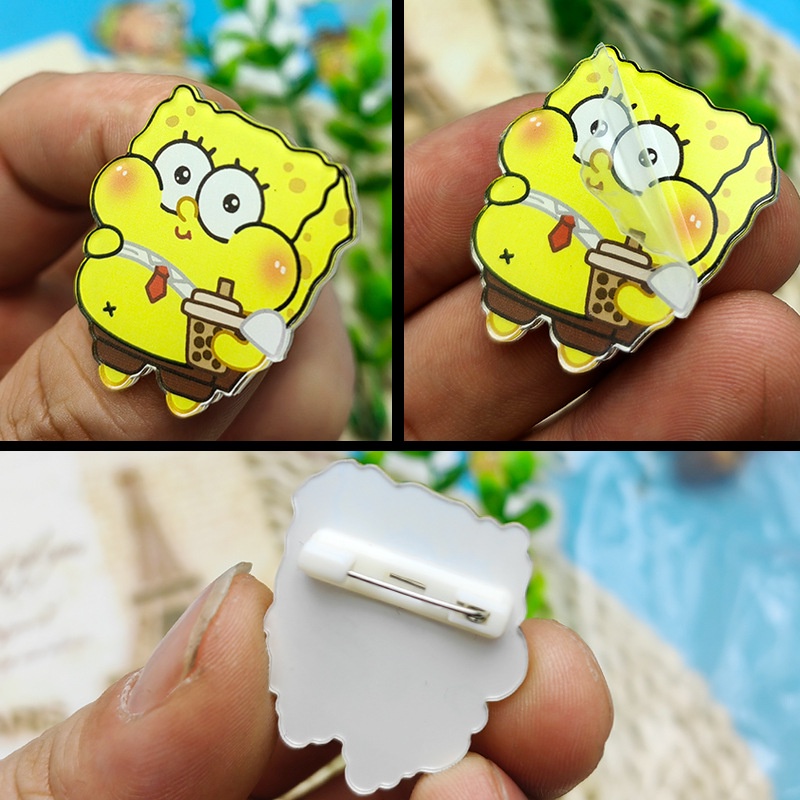 Just star phim hoạt hình dễ thương little spongebob mặt dây chuyền phong cách nhật bản phụ kiện trâm cài túi ghim đồ trang sức thời trang nhật bản giản dị bộ sưu tập