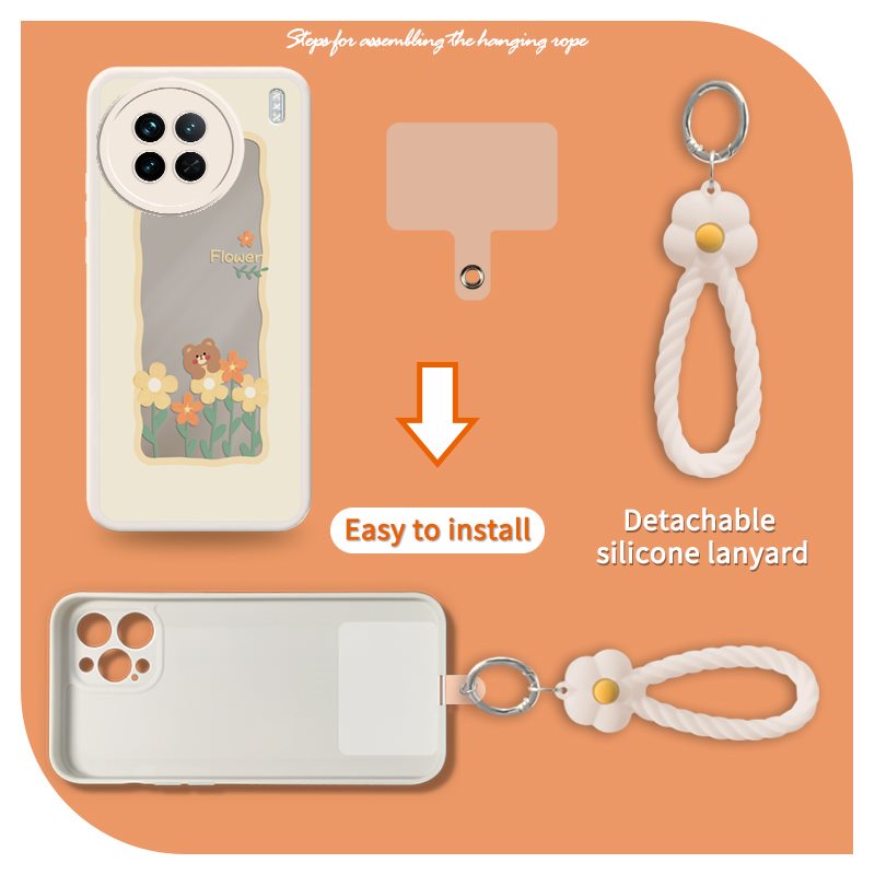 Texture Soft case Phone Case For VIVO X90 5G/V2241A/X90S
flower Anti drop airbag Raised lens lovely literature Full edging