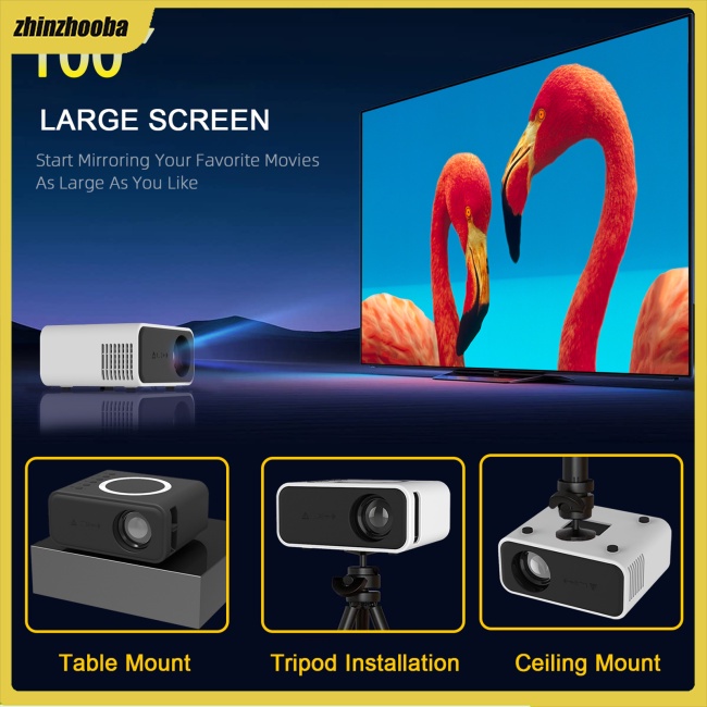 Fs Máy Chiếu Mini YT300 Màn Hình HD 16-100 Inch Điện Thoại