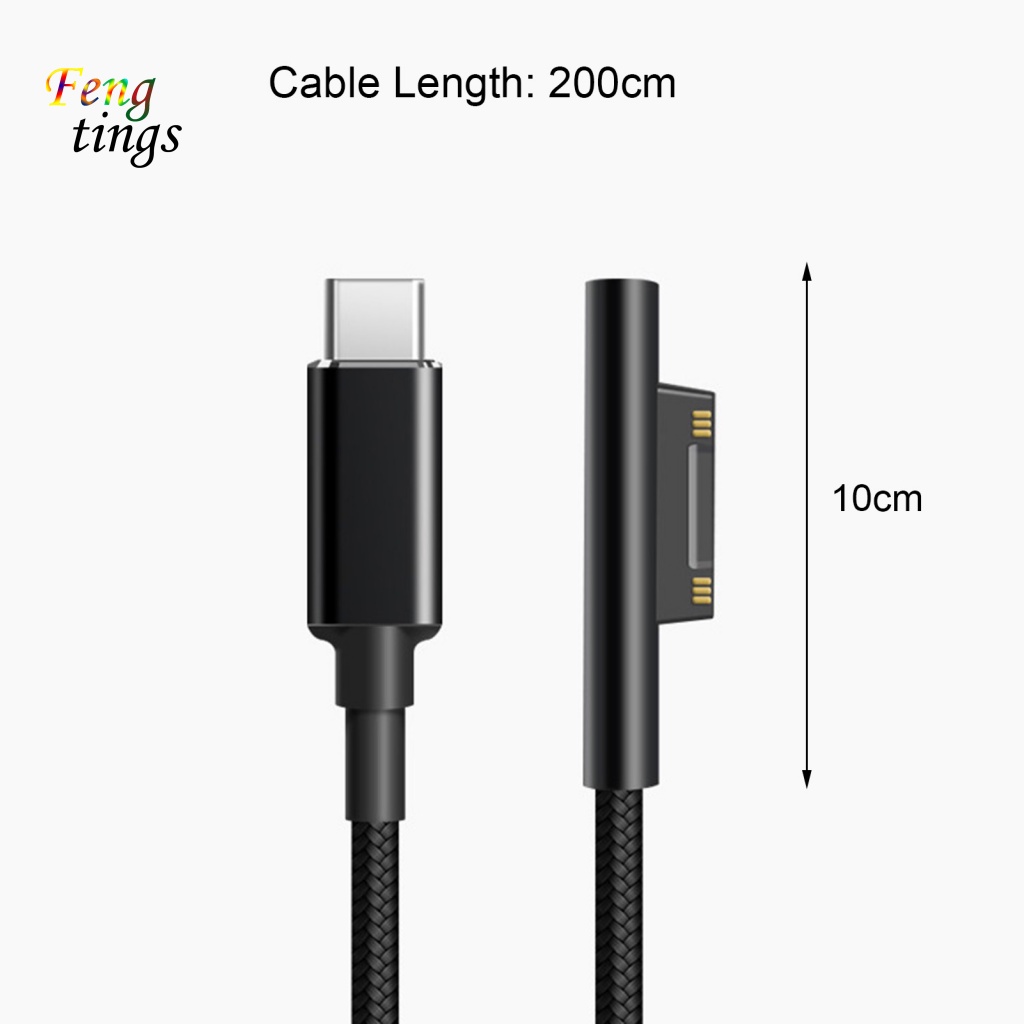Dây Cáp Sạc Nhanh Usb Loại C 65W 15V 4A Cho Laptop Microsoft Surface Pro 3 / 4 / 5 / 6 / Go / Book 1 / Book 2