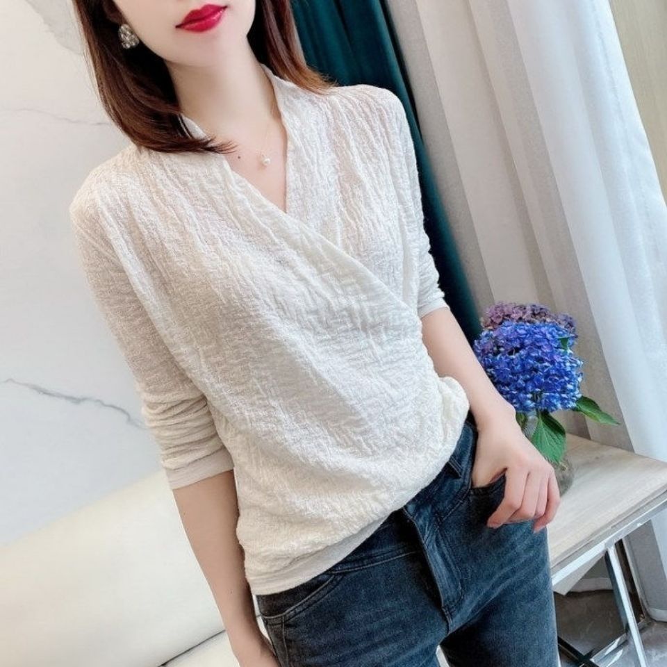 Áo Sơ Mi chiffon Cổ Chữ v Thời Trang Mùa Thu Phong Cách Hàn Quốc Cho Nữ