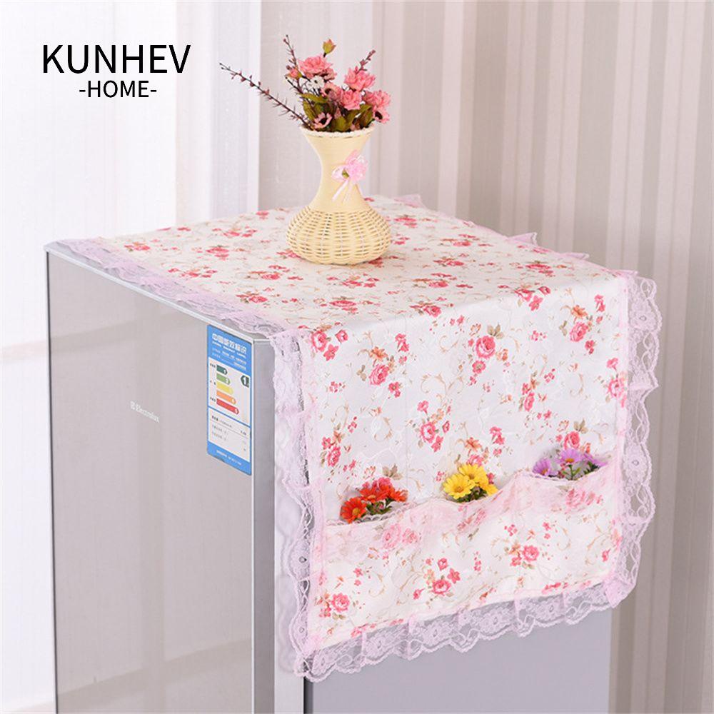 KUNHEV Tấm Vải Ren Phủ Tủ Lạnh Trang Trí Nhà Cửa Ốp