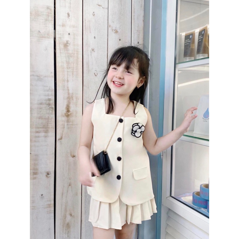 set vest gile 2 lớp cv có lót trong kèm tag hoa trà sang xịn mịn