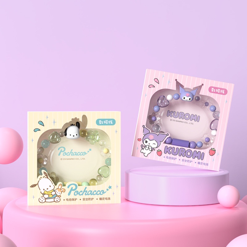 Cáp Sạc USB Dạng Vòng Tay Sanrio Kuromi POCHACCO Cho iPhone
