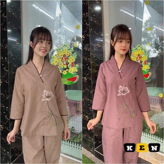 Đồ lam đi chùa - mẫu nữ thêu sen kate & tixi loại 1 by jolie