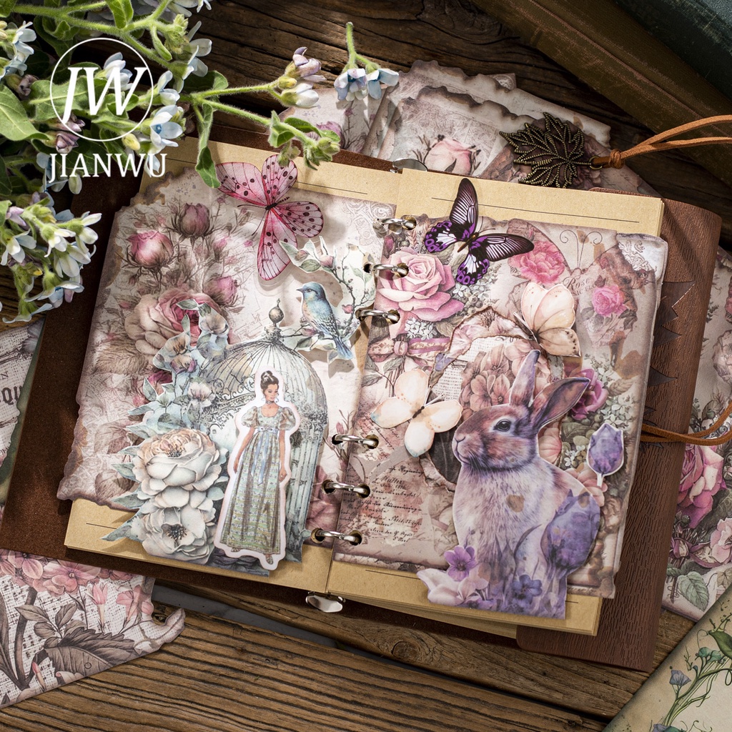Set 30 Tấm Giấy Hình Hoa Cổ Điển Dùng Trang Trí DIY