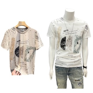 Áo Thun Cotton Lanh Cao Cấp Tay Ngắn Dáng Ôm In Họa Tiết Thời Trang Mùa Hè Kiểu Châu Âu Mới Cho Nam