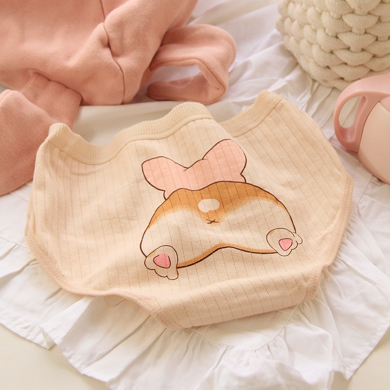 Quần Lót Cotton Nguyên Chất Cỡ Lớn In Hình Chú Chó Corgi Dễ Thương Cho Nữ