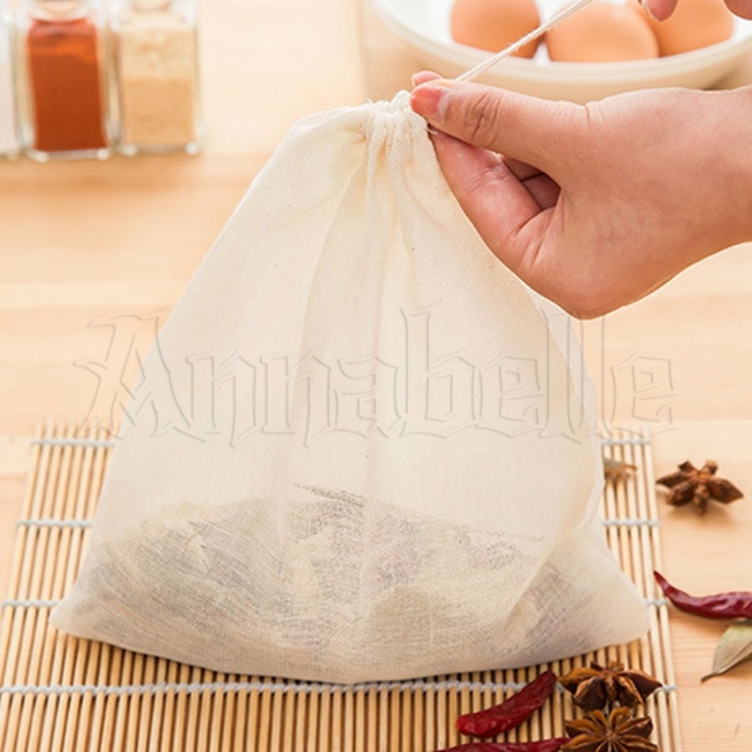 Túi Lọc Trà Sữa / Thảo Dược / Trà Sữa Bằng Cotton Lanh Kiểu Trung Hoa Truyền Thống Có Dây Rút Tái Sử Dụng Được 26