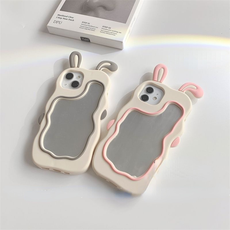 Ốp Điện Thoại Silicon Hình Tai Thỏ Tráng Gương Cho IPhone 7 7plus 8 8plus Xs Xr 11 12 13 14 Pro Plus Promax
