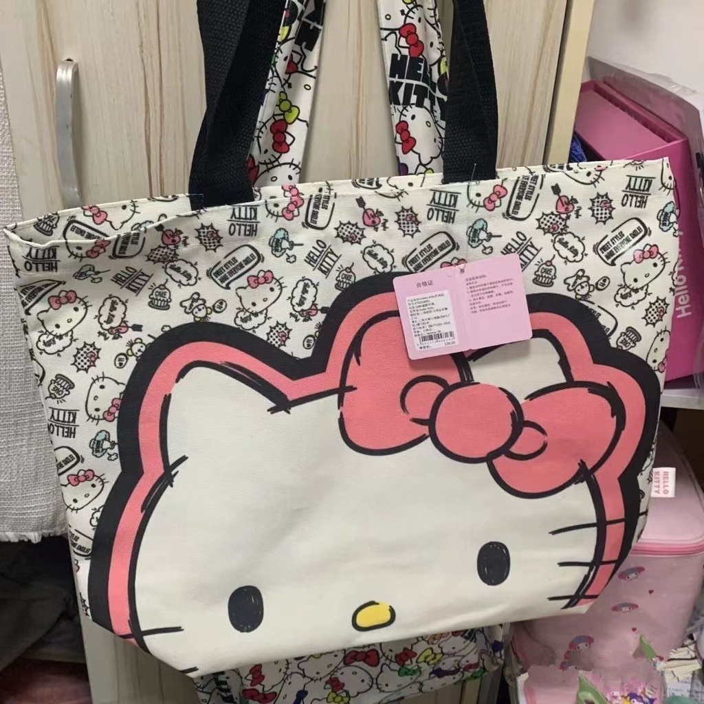 Hellokitty Túi tote Đeo Vai Sức Chứa Lớn Thân Thiện Với Môi Trường Họa Tiết Hello Kitty Cho Mẹ Bỉm Sữa