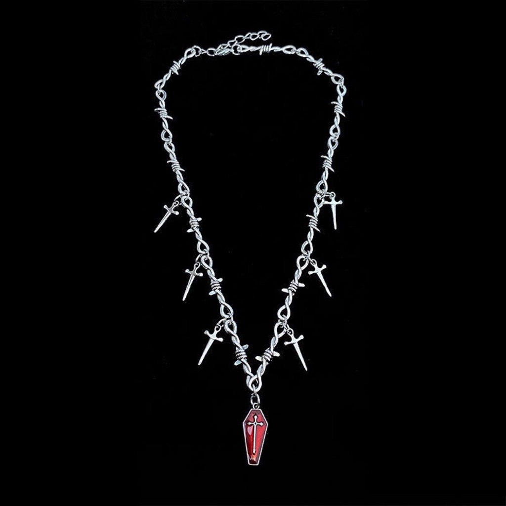 Vòng cổ Mạ Bạc Y2K Mặt Hình Thanh Kiếm Phong Cách Gothic Thời Trang Cho Nam Và Nữ