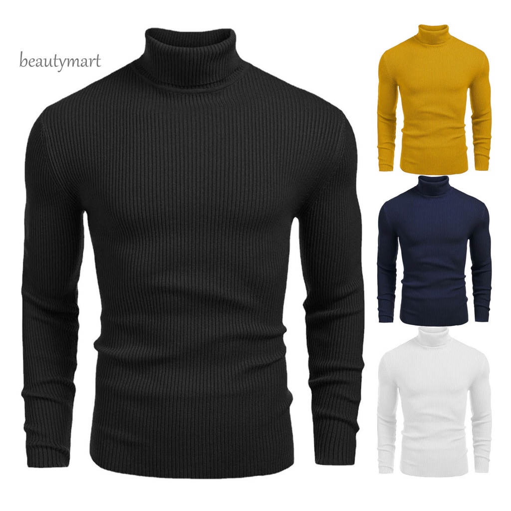 Áo Sweater Dệt Kim Cổ Cao Ôm Dáng Co Giãn Chống Dầu Thời Trang Thu Đông Cho Nam