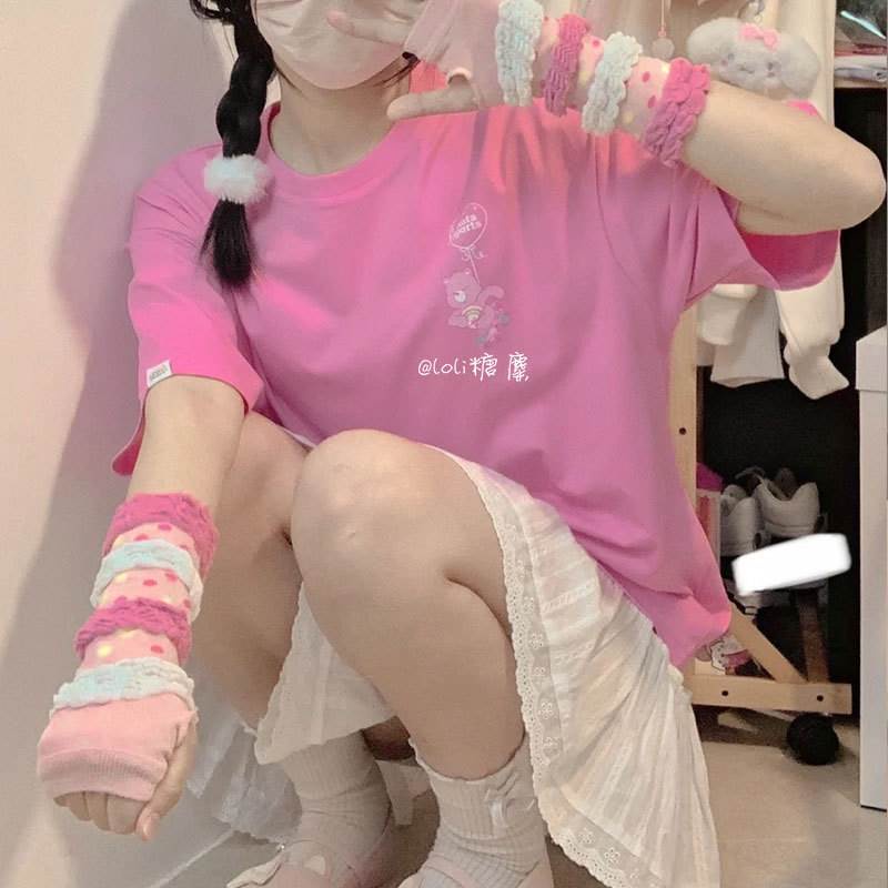 Găng Tay Dệt Kim Y2K Phong Cách Gothic Harajuku Ngọt Ngào Cho Nữ