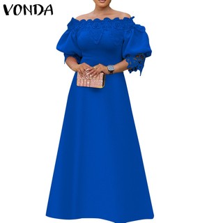 Đầm Chữ A Tay Ngắn Phồng Trễ Vai Màu Trơn Phối Ren Cổ Điển Dành Cho Nữ