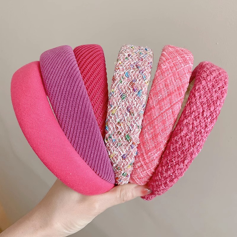 Băng Đô Cài Tóc Bản Rộng Màu Hồng Thời Trang Cho Búp Bê Barbie