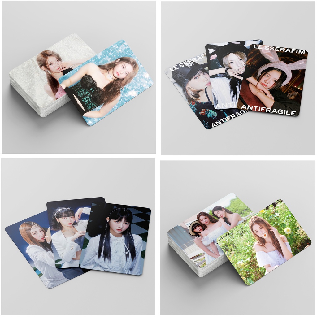 55pcs/box LE SSERAFIM FREALESS Japan Album ANTIFRAGILE Photocards KAZUHA SAKURA CHAEWON YUNJIN EUNCHAE Lomo Cards Lesserafim Kpop Postcards Kpopfan store