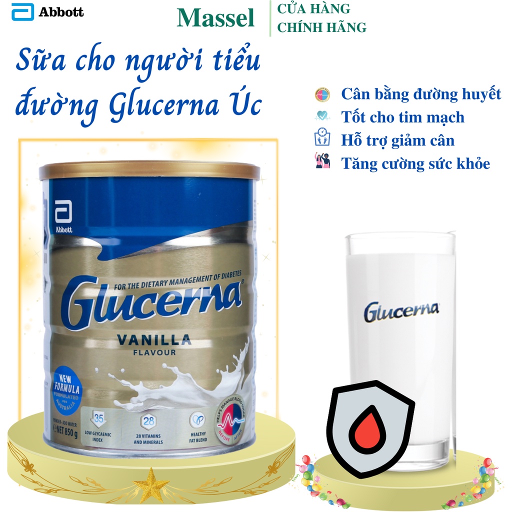 Sữa Glucerna vị vanilla dành cho người tiểu đường nhập khẩu Úc hộp 850g Extate Official Mall