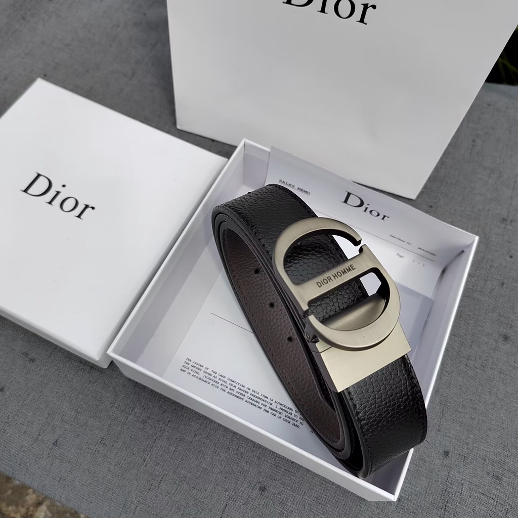 Dior thắt lưng mỏng da thật dây đeo thắt lưng thời trang blogger xu hướng thắt lưng ghim khóa thắt lưng nam và nữ đồng quê