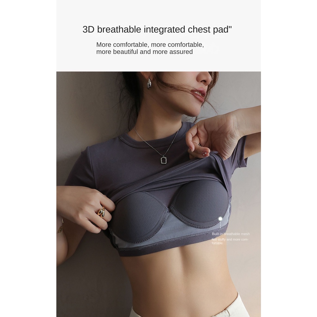 Áo Thun Lửng Ngắn Tay Có Đệm Ngực Thời Trang Mùa Hè Hàng Mới Dành Cho Bạn Nữ