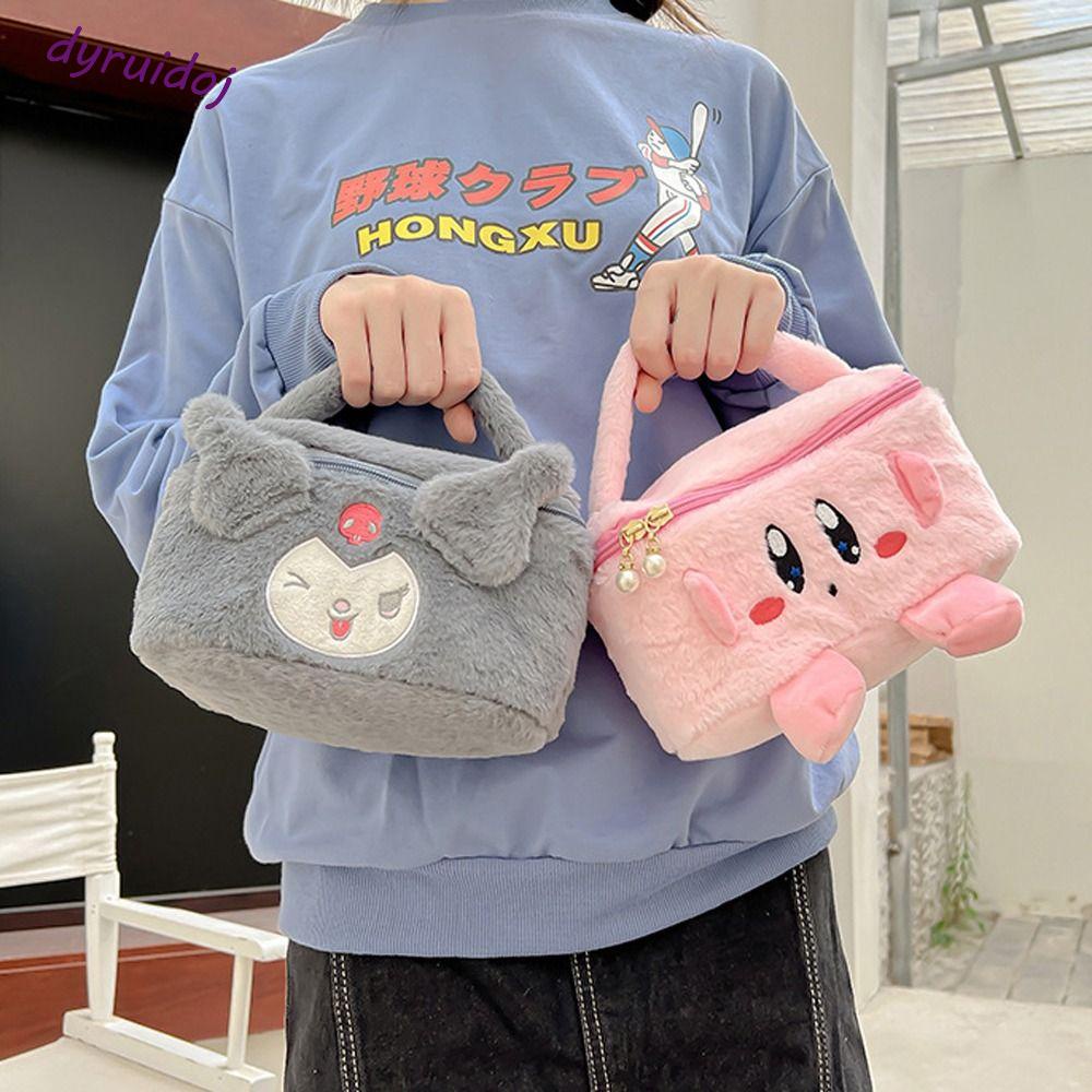 Túi Đựng Mỹ Phẩm DYRUIDOJ1 Bằng Vải Lông Mềm Mại Họa Tiết Hoạt Hình Kuromi Alien Ngôi Sao Kirby