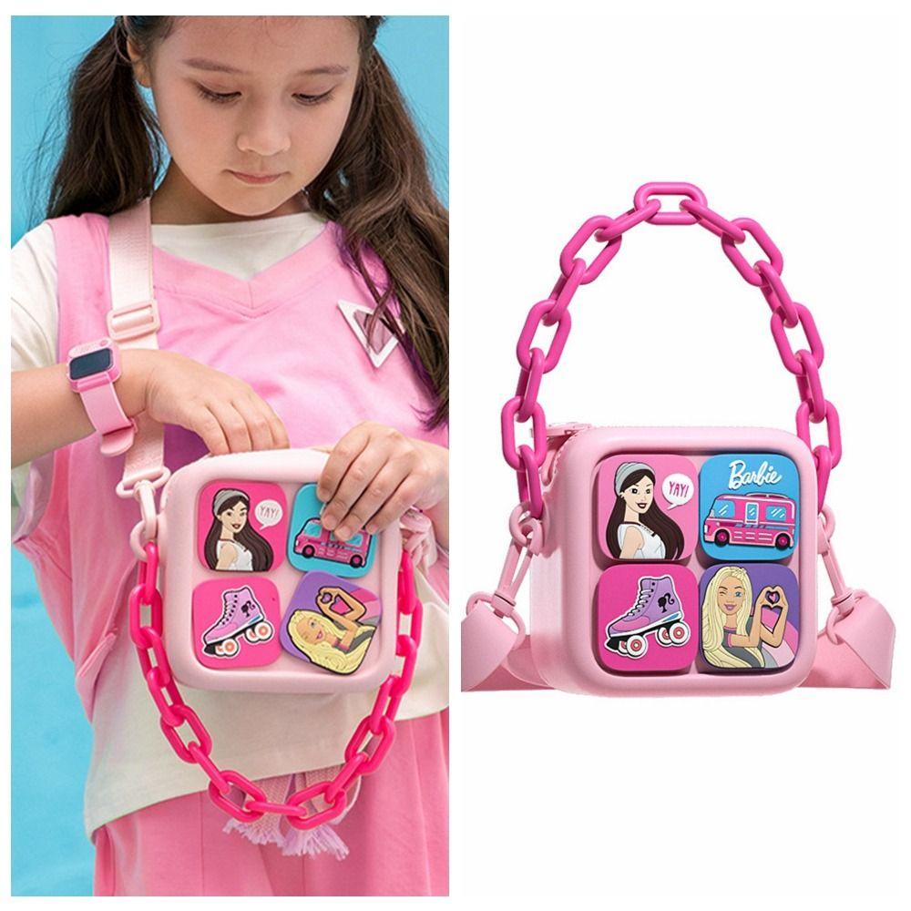 Shanhai Túi Đeo Chéo Vai Hình Búp Bê barbie Hoạt Hình Màu Hồng Có Dây Xích Thời Trang Cho Bé Gái
