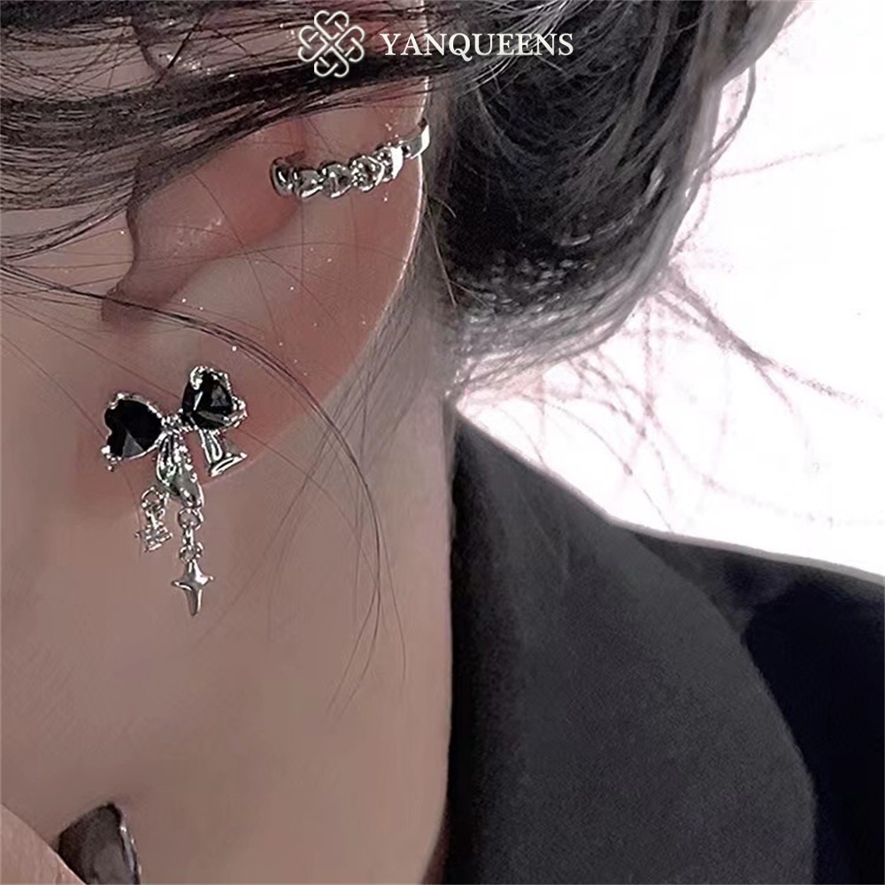 Bông tai YANQUEENS đính nơ zircon thời trang cho nữ/ 3 kiểu