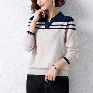 Áo thun polo / áo len tay dài / phong cách mùa thu / phong cách mới / áo len / áo len rộng / áo dài tay
