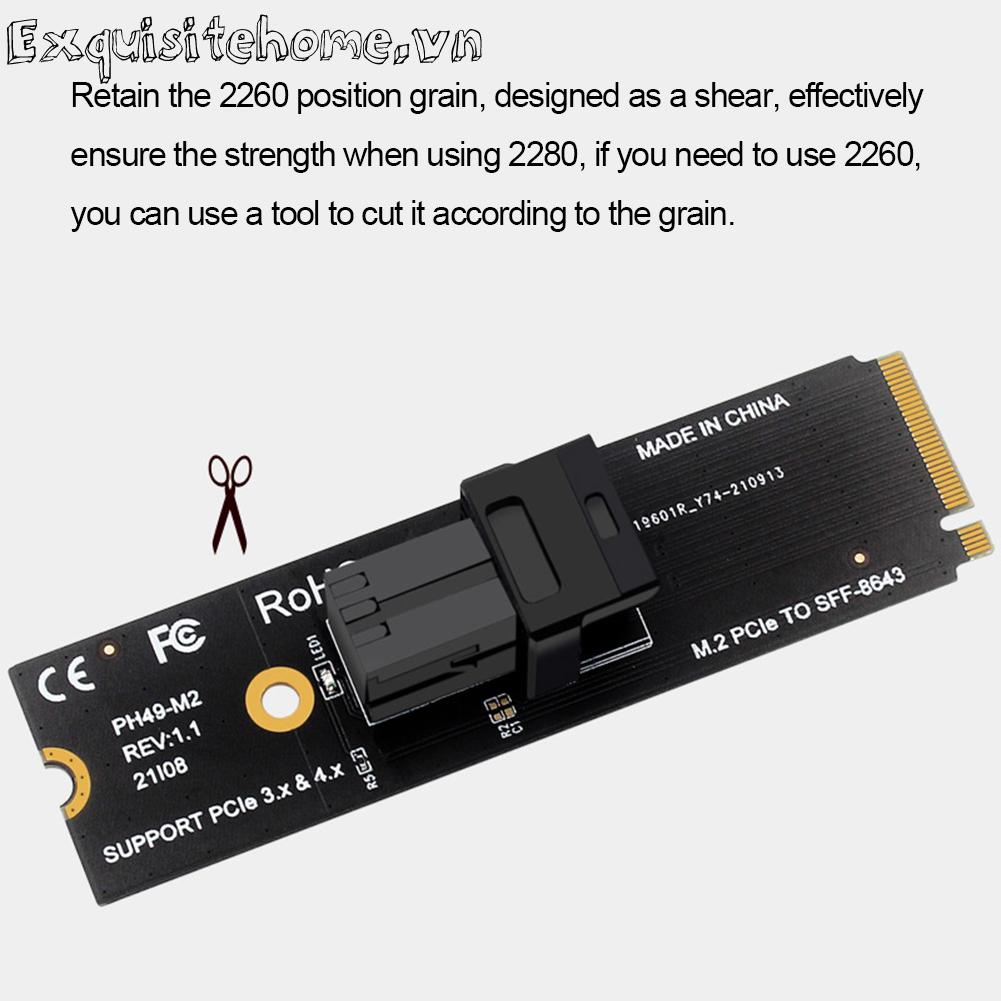 M.2 nvme to u.2 riser card mkey pciex4 to sff8643 expansion card for desktops