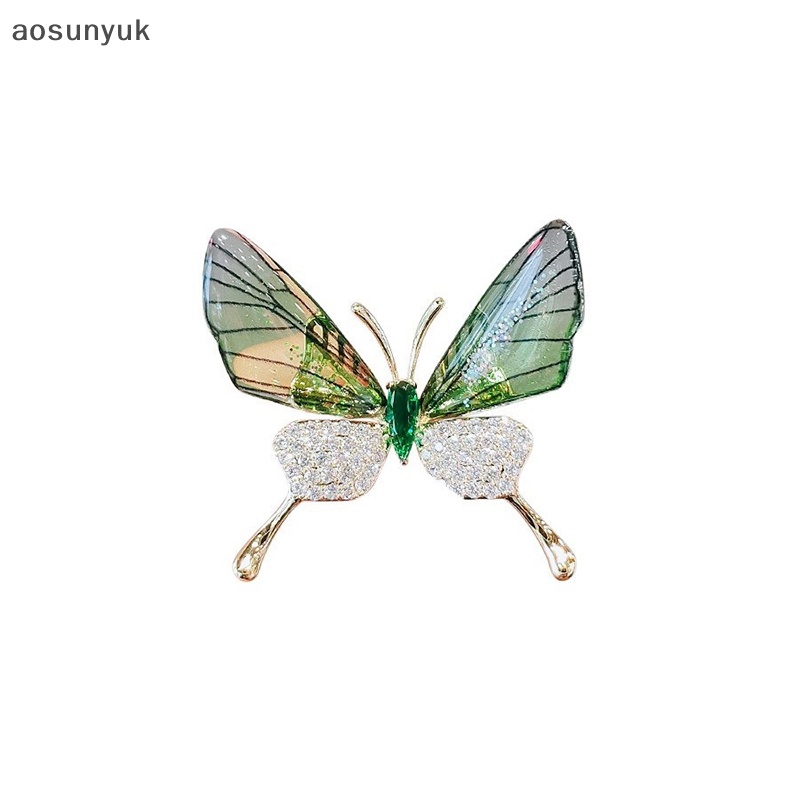 Aosunyuk fashion gradient crystal butterfly brooch alloy brooch for women trang sức phụ kiện quà tặng en