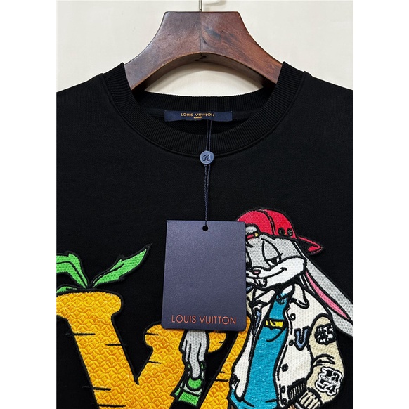L0uis Vu1tt  Logo hoạt hình mới của nam giới áo len dài tay thêu cotton crewneck s-4xl