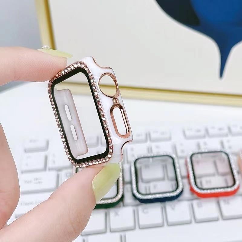 Ốp Bảo Vệ đính đá Không có phim màn hình Cho apple watch 8 7 6 5 4 SE 44MM 41MM 45MM 40MM