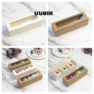 UUMIR Hộp đựng bánh macaron/ bánh quy UUMIR có cửa sổ trong suốt 2 màu trắng/màu giấy kraft nhỏ dùng giao hàng